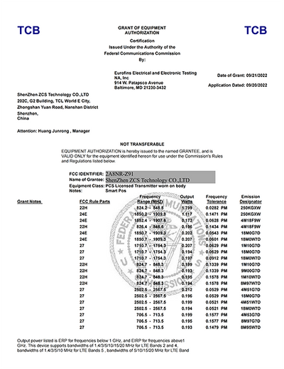 Z91 FCC Certificate