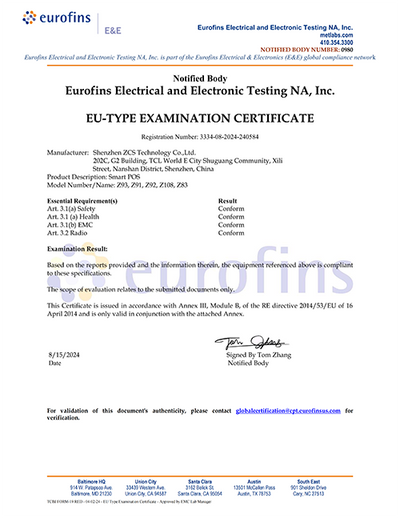 Z91, Z92, Z93,Z108, Z83 RED Certificates